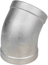 Отвод (полуотвод) ВР-ВР-316 1 1/2″ Ду40 Ру16 угол 45°, корпус - нержавеющая сталь 316, присоединение - внутренняя / внутренняя резьба