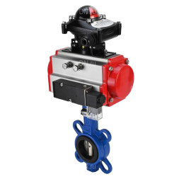 Затвор дисковый поворотный WBV1413E-2W-Fb-H Ду125 Ру16, корпус - чугун GGG50, диск - чугун GGG40, уплотнение - EPDM, с пневмоприводом PA-DA-105, пневмораспределителем 4M310-08 AC220V и БКВ APL-210N