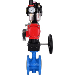 Затвор дисковый поворотный WBV1313E-2W-F-H Ду150 Ру16 фланцевый, корпус - чугун GGG40, диск - чугун GGG40, EPDM, с пневмоприводом PA-DA-130, пневмораспределителем 4M310-08 AC220V, БКВ APL-510N EX, ручным дублером MON1-250-T26-ISO и БПВ AFC2000