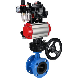 Затвор дисковый поворотный WBV1313E-2W-F-H Ду150 Ру16 фланцевый, корпус - чугун GGG40, диск - чугун GGG40, EPDM, с пневмоприводом PA-DA-130, пневмораспределителем 4M310-08 AC220V, БКВ APL-510N EX, ручным дублером MON1-250-T26-ISO и БПВ AFC2000