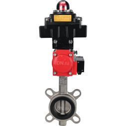 Затвор дисковый поворотный WBV3131N-2W-Fb-H Ду200 Ру16, корпус - нержавеющая сталь 304, диск - нержавеющая сталь 304, уплотнение - NBR, с пневмоприводом PA-DA-140, пневмораспределителем 4M310-08 AC220V и БКВ APL-410N EX