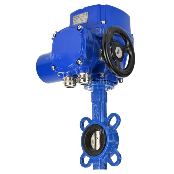 Затвор дисковый поворотный WBV1432N-2W-Fb-H Ду65 Ру16, корпус - чугун GGG50, диск - нержавеющая сталь 316L, уплотнение - NBR, с электроприводом QT-N-005M-O2-380VAC-У1 в Омске