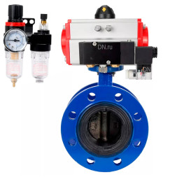 Затвор дисковый поворотный WBV1331E-2W-F-H Ду125 Ру16 фланцевый, корпус - чугун GGG40, диск - нержавеющая сталь 304, уплотнение - EPDM, с пневмоприводом PA-SA-160, пневмораспределителем 4M310-08 DC24V и БПВ AFC2000