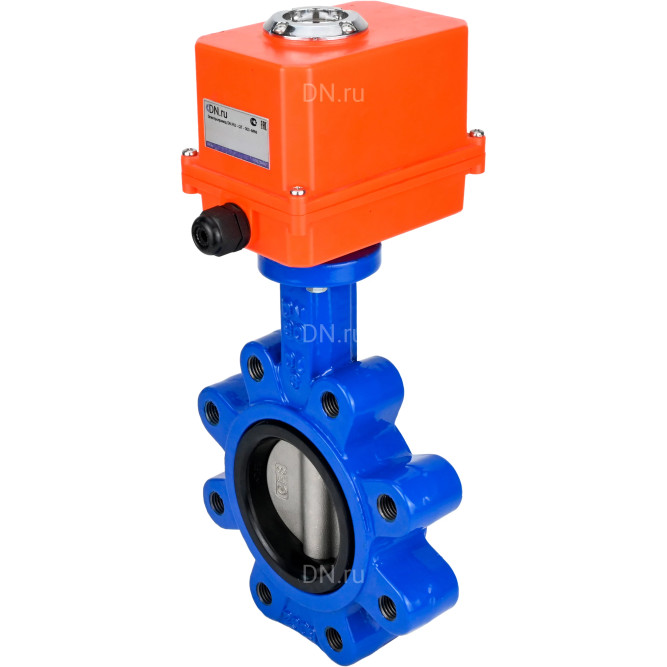 Затвор дисковый поворотный WBV1631E-2W-Fb-H Ду50 Ру16 LUG корпус - чугун QT450, диск - нержавеющая сталь 304, уплотнение - EPDM, межфланцевый, с электроприводом QT-N-003EM-O1-220VAC-У1 MINI 220В в Омске