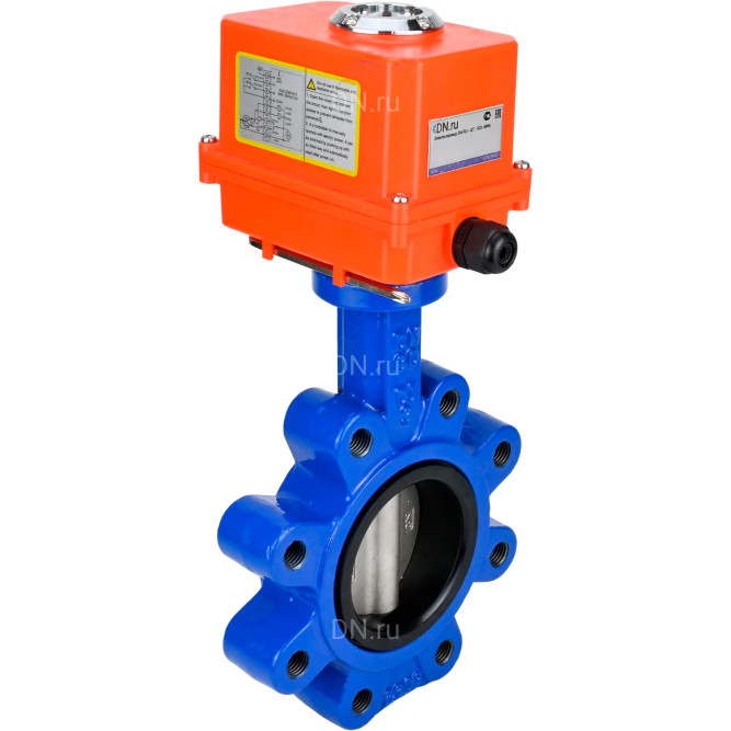 Затвор дисковый поворотный WBV1631E-2W-Fb-H Ду50 Ру16 LUG корпус - чугун QT450, диск - нержавеющая сталь 304, уплотнение - EPDM, межфланцевый, с электроприводом QT-N-003EM-O1-220VAC-У1 MINI 220В в Омске