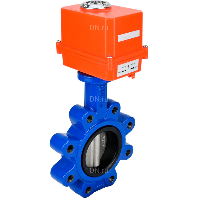 Затвор дисковый поворотный WBV1631E-2W-Fb-H Ду50 Ру16 LUG корпус - чугун QT450, диск - нержавеющая сталь 304, уплотнение - EPDM, межфланцевый, с электроприводом QT-N-003EM-O1-220VAC-У1 MINI 220В в Омске