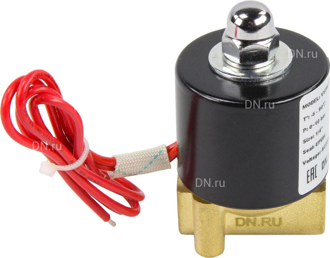Клапан электромагнитный VS100-NT-NC-24VAC 1/4″ Ду8 Ру10 прямого действия двухходовой, корпус - латунь, присоединение - внутренняя резьба, уплотнение - NBR, нормально-закрытый, катушка - 24 В AC в Омске