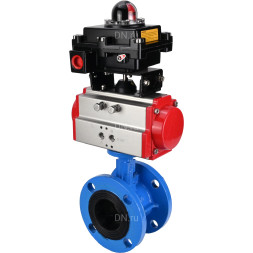 Затвор дисковый поворотный WBV1313E-2W-F-H Ду80 Ру16 фланцевый, корпус - чугун GGG40, диск - чугун GGG40, уплотнение - EPDM, с пневмоприводом PA-DA-105 и БКВ APL-410N EX