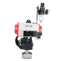 Кран шаровой BV3232P(2pc)-FP-T-ISO-H Ду10 Ру63 полнопроходной двухходовой, нержавеющая сталь SS316, внутренняя резьба, PTFE, с пневмоприводом PA-DA-065, с пневмораспределителем 4M310-08 DC24V, с ручным дублером MON1-250-T26-ISO, с БПВ AFC2000
