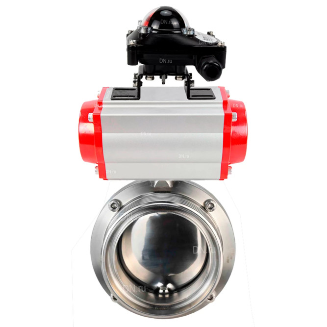 Затвор дисковый поворотный WBV3131S-2W-T-H Ду20 Ру10 резьбовой, пищевая нержавеющая сталь 304, уплотнение – Silicon, с пневмоприводом PA-DA-065 и БКВ APL-210N в Омске