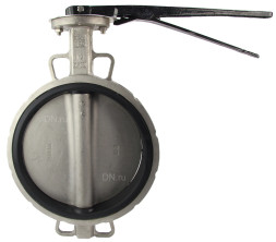 Затвор дисковый поворотный WBV3232E-2W-Fb-H Ду250 Ру16 межфланцевый, корпус - нержавеющая сталь 316L, диск - нержавеющая сталь 316L, уплотнение - EPDM, с рукояткой, квадрат 22х22, F10