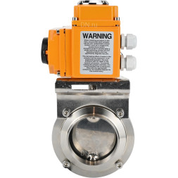 Затвор дисковый поворотный WBV3131E-2W-W-H Ду65 Ру10 под приварку, корпус - пищевая нержавеющая сталь 304, уплотнение - EPDM, с электроприводом QT-N-003EM-O1-24VDC-У1 24В HARK