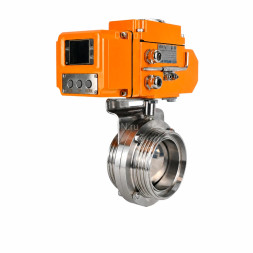Затвор дисковый поворотный WBV3131E-2W-T-H Ду20 Ру10 резьбовой, корпус - пищевая нержавеющая сталь 304, уплотнение - EPDM, с электроприводом QT-N-005EM-B1-220VAC-У1 c датчиком обратной связи и входным управляющим сигналом 0-10В HARK