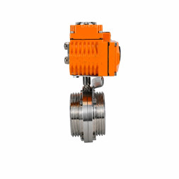 Затвор дисковый поворотный WBV3131E-2W-T-H Ду20 Ру10 резьбовой, корпус - пищевая нержавеющая сталь 304, уплотнение - EPDM, с электроприводом QT-N-005EM-B1-220VAC-У1 c датчиком обратной связи и входным управляющим сигналом 0-10В HARK