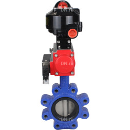 Затвор дисковый поворотный WBV1631E-2W-Fb-H Ду50 Ру16 LUG корпус - чугун QT450, диск - нержавеющая сталь 304, уплотнение - EPDM, с пневмоприводом PA-DA-065, пневмораспределителем 4M310-08 AC220V и БКВ APL-510N EX