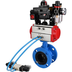 Затвор дисковый поворотный WBV1313E-2W-F-H Ду65 Ру16 фланцевый, корпус - чугун GGG40, диск - чугун GGG40, EPDM, с пневмоприводом PA-DA-105, пневмораспределителем 4V320-10 AC220V, БКВ APL-410N EX и БПВ AFC2000