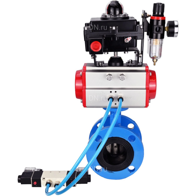 Затвор дисковый поворотный WBV1313E-2W-F-H Ду65 Ру16 фланцевый, корпус - чугун GGG40, диск - чугун GGG40, EPDM, с пневмоприводом PA-DA-105, пневмораспределителем 4V320-10 AC220V, БКВ APL-410N EX и БПВ AFC2000 в Омске