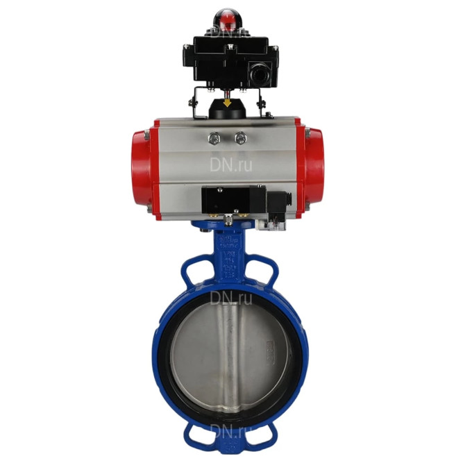 Затвор дисковый поворотный WBV1413E-2W-Fb-H Ду200 Ру16, корпус - чугун GGG50, диск - чугун GGG40, уплотнение - EPDM, с пневмоприводом PA-DA-130 двойного действия, пневмораспределителем 4M310-08 AC220V, БКВ APL-410N EX в Омске
