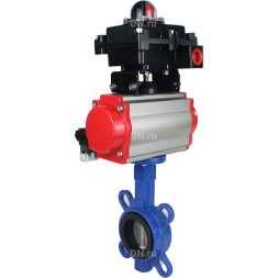 Затвор дисковый поворотный WBV1132N-2W-Fb-H Ду40 Ру16, корпус - чугун GG25, диск - нержавеющая сталь 316L, уплотнение - NBR, с пневмоприводом PA-DA-052 двойного действия, пневмораспределителем 4M310-08 DC24V, БКВ APL-410N EX