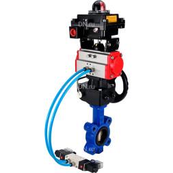 Затвор дисковый поворотный WBV1616N-2W-Fb-H Ду80 Ру16 LUG, корпус - чугун QT450, диск - чугун QT450, уплотнение - NBR, с пневмоприводом PA-DA-083, пневмораспределителем 4M320-08 AC220V, ручным дублером MON2-450-T28-ISO и БКВ APL-410N EX