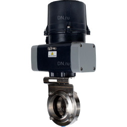 Затвор дисковый поворотный WBV3131S-2W-C-H Ду80 Ру10 кламповый, корпус - пищевая нерж. сталь AISI 304, диск - нерж. сталь AISI 304, уплотнение - Silicon, с электроприводом четвертьоборотным QTSA-N-003EM-O0-220VAC с пружинным возвратом
