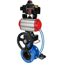 Затвор дисковый поворотный WBV1313E-2W-F-H Ду200 Ру16 фланцевый, корпус - чугун GGG40, диск - чугун GGG40, EPDM, с пневмоприводом PA-DA-140, пневмораспределителем 4V320-08 AC220V, БКВ APL-410N EX и ручным дублером MON2-450-T28-ISO