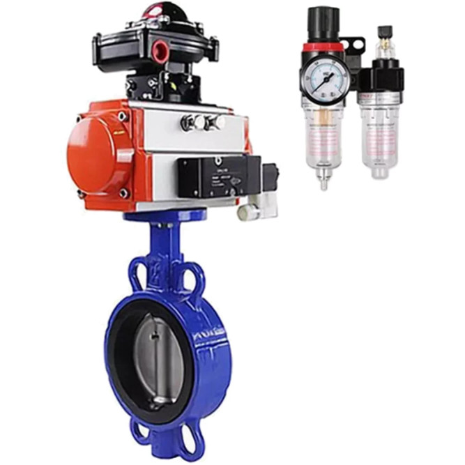 Затвор дисковый поворотный WBV1132N-2W-Fb-H Ду125 Ру16, корпус - чугун GG25, диск - нержавеющая сталь 316L, уплотнение - NBR, с пневмоприводом PA-SA-140, пневмораспределителем 4M310-08 AC220V, БКВ APL-410N EX, БПВ AFC2000 в Омске
