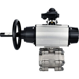 Кран шаровой BV3232P(3pc)-FP-SW-ISO-H Ду100 Ру63 полнопроходной, корпус - нержавеющая сталь SS316, под приварку, с пневмоприводом PA-DA-105-1, пневмораспределителем 4M310-08 DC24V, БКВ APL-210N