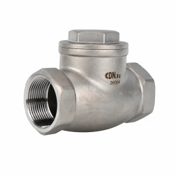 Клапан обратный VCT3131-T 1 1/2 Ду40 Ру16 ZGY резьбовой, поворотный, корпус - нержавеющая сталь CF8/AISI 304, диск - нержавеющая сталь CF8/AISI 304, уплотнение - PTFE