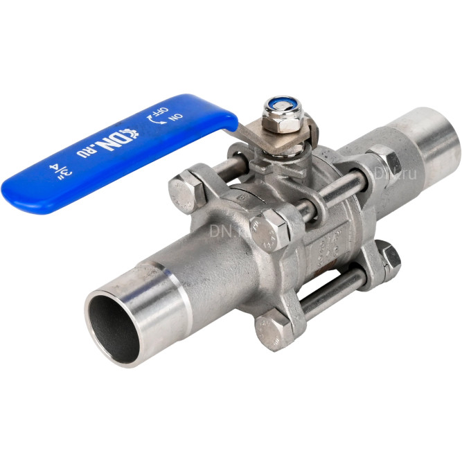 Кран шаровой BV3232P(3pc)-FP-W-H LONG Ду65 Ру25 полнопроходной, трехсоставной, корпус - нержавеющая сталь SS316, уплотнение - PTFE, под приварку, с рукояткой в Омске