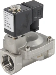 Клапан электромагнитный VS431-NT-NC-220VAC 1″ Ду25 Ру16, соленоидный двухходовой, корпус - нержавеющая сталь 304, уплотнение - NBR, резьбовой, нормально-закрытый, пилотный, катушка - 220В