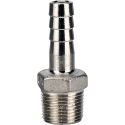 Штуцер елочка BF32-T-1/2-20 1/2″х20мм Ду15 Ру16 шланговый, корпус - нержавеющая сталь AISI 316 (CF8M), присоединение - наружная резьба/штуцер