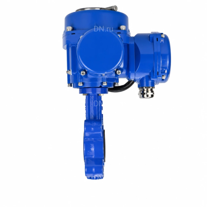 Затвор дисковый поворотный WBV1616E-2W-Fb-H Ду65 Ру16 LUG межфланцевый, корпус - чугун QT450, диск - чугун QT450, уплотнение - EPDM, с электроприводом QT-N-005M-O2-380VAC-У1 с моментной муфтой и штурвалом в Омске