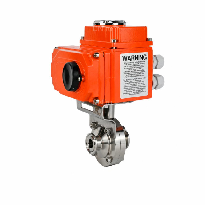 Затвор дисковый поворотный WBV3131E-2W-C-H Ду25 Ру10 кламповый, корпус - пищевая нержавеющая сталь 304, уплотнение - EPDM, с электроприводом QT-N-003EM-O1-24VDC-У1 HARK в Омске
