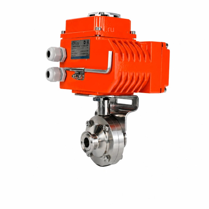 Затвор дисковый поворотный WBV3131E-2W-C-H Ду25 Ру10 кламповый, корпус - пищевая нержавеющая сталь 304, уплотнение - EPDM, с электроприводом QT-N-003EM-O1-24VDC-У1 HARK в Омске