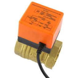 Кран шаровой BV0030NP-SP-T-ED Ду50 Ру16 стандартнопроходной двухходовой, латунь, внутренняя резьба, уплотнение - нитриловый каучук / PTFE, с электроприводом 220В без концевых выключателей