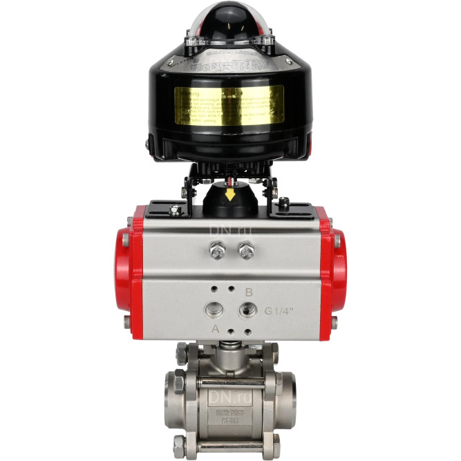 Кран шаровой BV3232P(3pc)-FP-W-ISO-H Ду50 Ру40 полнопроходной двухходовой, нержавеющая сталь SS316, под приварку, уплотнение - PTFE, с пневмоприводом PA-SA-105 и БКВ APL-510N-EX в Омске