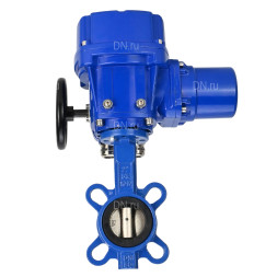 Затвор дисковый поворотный WBV1432N-2W-Fb-H Ду150 Ру16, корпус - чугун GGG50, диск - нержавеющая сталь 316L, уплотнение - NBR, с электроприводом QT-N-015M-O2-380VAC-У1