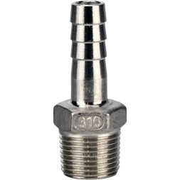 Штуцер елочка BF32-T-3/4-10 3/4″х10мм Ду20 Ру16 шланговый, корпус - нержавеющая сталь AISI 316 (CF8M), присоединение - наружная резьба/штуцер