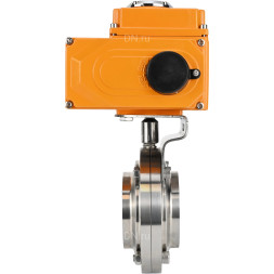 Затвор дисковый поворотный WBV3131E-2W-W-H Ду15 Ру10 под приварку, корпус - пищевая нержавеющая сталь 304, уплотнение - EPDM, с электроприводом QT-N-003EM-O1-220VAC-У1 220В HARK