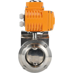 Затвор дисковый поворотный WBV3131E-2W-W-H Ду15 Ру10 под приварку, корпус - пищевая нержавеющая сталь 304, уплотнение - EPDM, с электроприводом QT-N-003EM-O1-220VAC-У1 220В HARK
