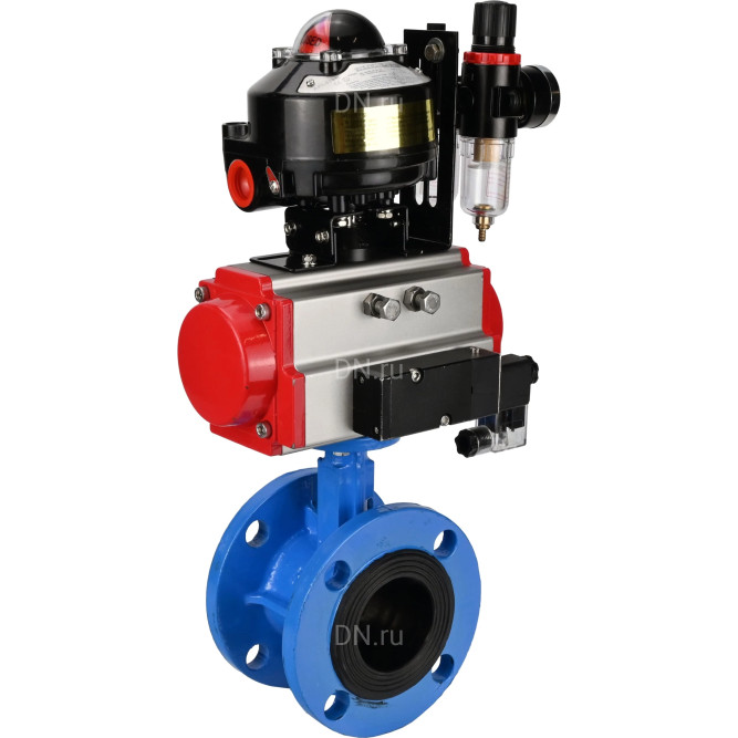 Затвор дисковый поворотный WBV1313E-2W-F-H Ду150 Ру16 фланцевый, корпус - чугун GGG40, диск - чугун GGG40, EPDM, с пневмоприводом PA-DA-130, пневмораспределителем 4M310-08 DC24V, БКВ APL-510N EX и БПВ AFC2000 в Омске