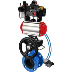 Затвор дисковый поворотный WBV1313E-2W-F-H Ду125 Ру16 фланцевый, корпус - чугун GGG40, диск - чугун GGG40, EPDM, с пневмоприводом PA-DA-130, пневмораспределителем 4V320-10 AC220V, БКВ APL-410N EX, ручным дублером MON1-250-T26-ISO и БПВ AFC2000