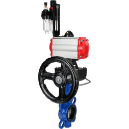 Затвор дисковый поворотный WBV1432E-2W-Fb-H Ду150 Ру16, корпус - чугун GGG50, диск - нержавеющая сталь 316L, уплотнение - EPDM, с пневмоприводом PA-DA-105, пневмораспределителем 4M310-08 DC24V, ручным дублером MON3-700-T38-ISO, БПВ AFC2000