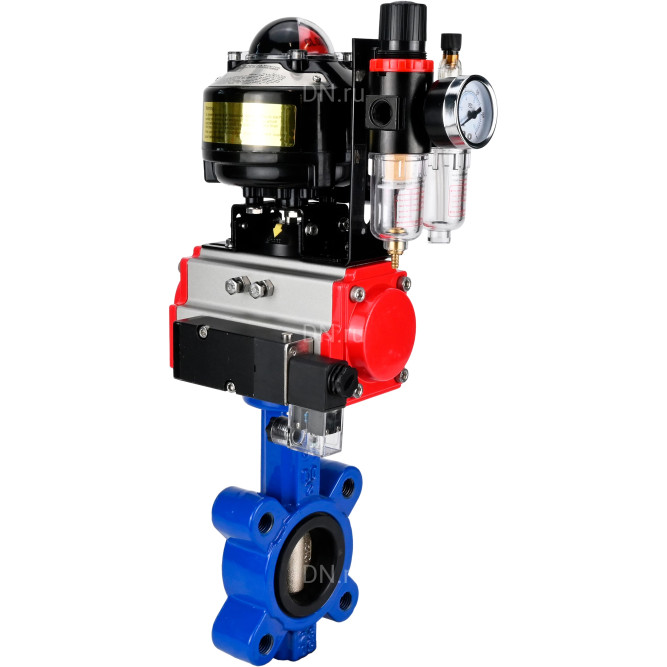 Затвор дисковый поворотный WBV1616E-2W-Fb-H Ду65 Ру16 LUG корпус - чугун QT450, диск - чугун QT450, уплотнение - EPDM, с пневмоприводом PA-SA-105, пневмораспределителем 4M310-08 DC24V, БКВ APL-510N EX и БПВ AFC2000 в Омске