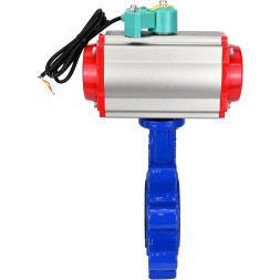 Затвор дисковый поворотный WBV1616N-2W-Fb-H Ду100 Ру16 LUG корпус - чугун QT450, диск - чугун QT450, уплотнение - NBR, с пневмоприводом PA-DA-083, пневмораспределителем 4M310-08 AC220V и магнитным переключателем ALS200D