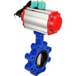 Затвор дисковый поворотный WBV1616N-2W-Fb-H Ду100 Ру16 LUG корпус - чугун QT450, диск - чугун QT450, уплотнение - NBR, с пневмоприводом PA-DA-083, пневмораспределителем 4M310-08 AC220V и магнитным переключателем ALS200D