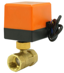 Кран шаровой BV0030NP-SP-T-ED Ду20 Ру16 стандартнопроходной двухходовой, латунь, внутренняя резьба, уплотнение - нитриловый каучук / PTFE, с электроприводом 24VDC без концевых выключателей