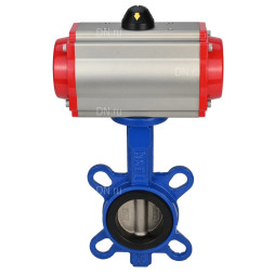 Затвор дисковый поворотный WBV1132N-2W-Fb-H Ду300 Ру16, корпус - чугун GG25, диск - нержавеющая сталь 316L, уплотнение - NBR, с пневмоприводом PA-DA-160 двойного действия, пневмораспределителем 4M310-08 AC220V