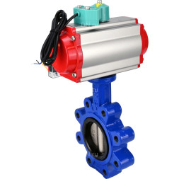 Затвор дисковый поворотный WBV1616N-2W-Fb-H Ду125 Ру16 LUG корпус - чугун QT450, диск - чугун QT450, уплотнение - NBR, с пневмоприводом PA-DA-105, пневмораспределителем 4M310-08 AC220V и магнитным переключателем ALS200D